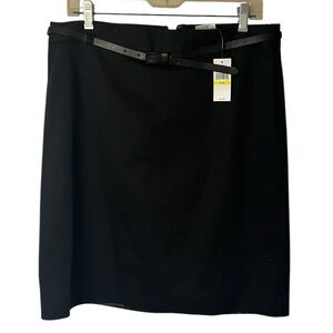 Van Heusen Black Straight Above the knee Skirt with Skinny Belt size 10